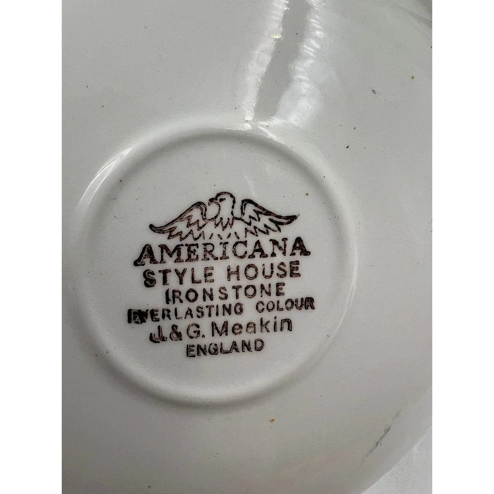 J&G Meakin Americana Style House Ironstone Saucers Brown Transferware Set of 2